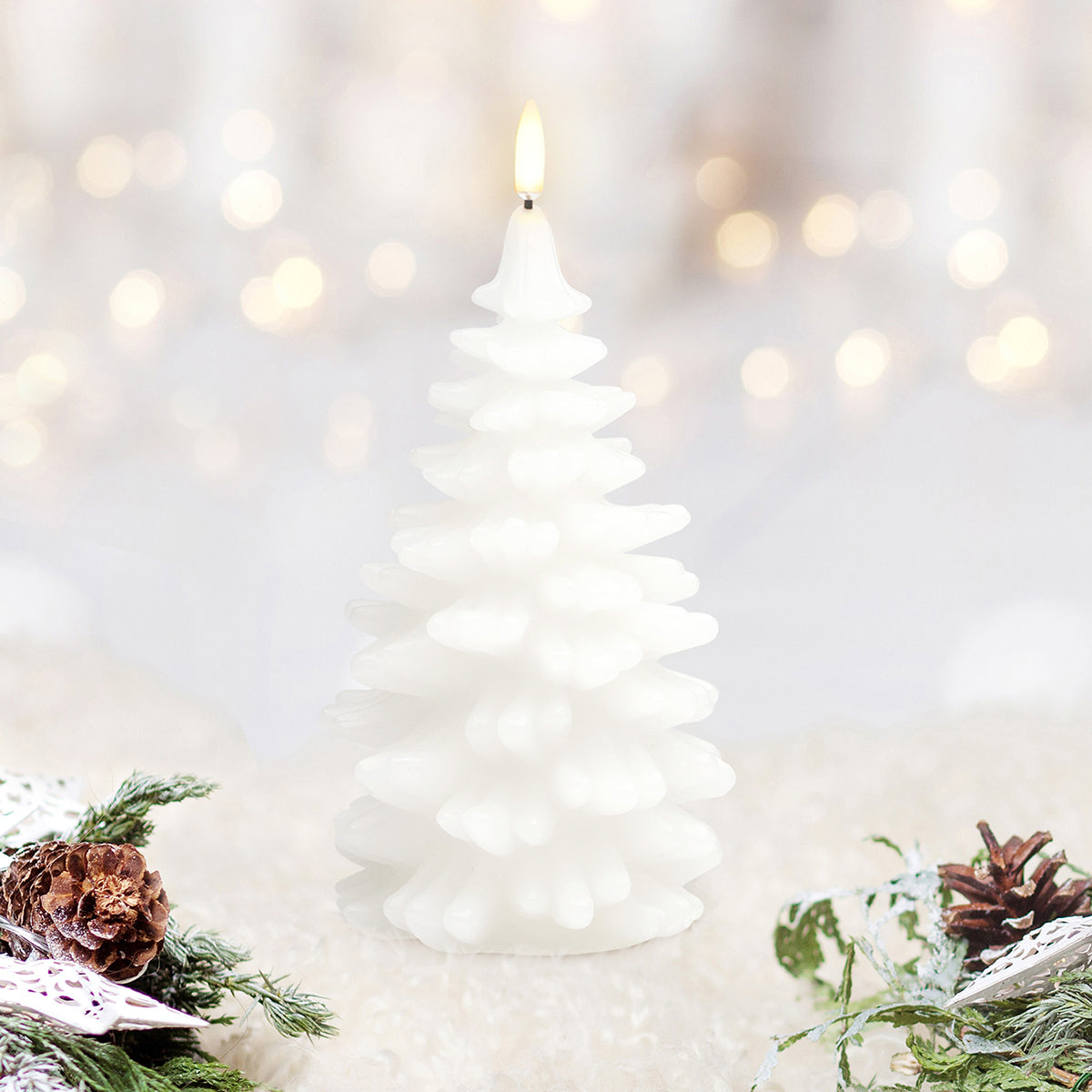 Uyuni Real Wax Flameless Christmas Tree Candle - Nordic White