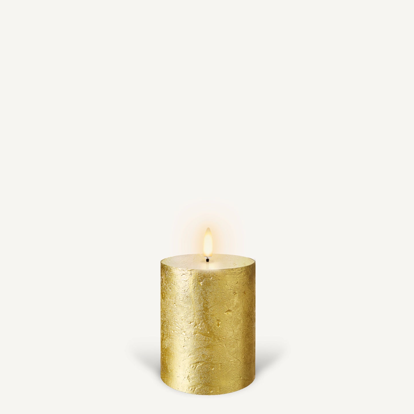 Uyuni Real Wax Flameless Pillar Candle - Metallic Gold