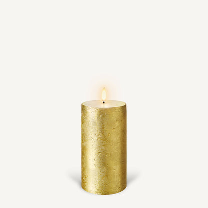 Uyuni Real Wax Flameless Pillar Candle - Metallic Gold