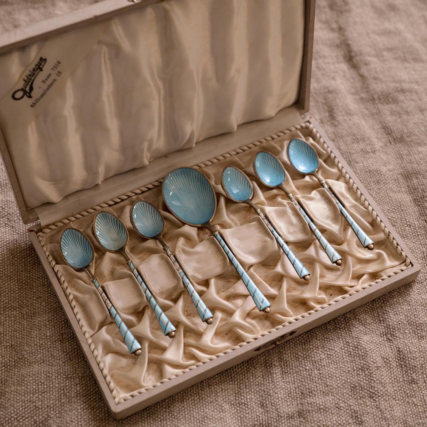 Egon Lauridsen Danish Silver Enamelled Vintage Spoon Set