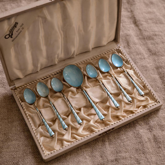 Egon Lauridsen Danish Silver Enamelled Vintage Spoon Set